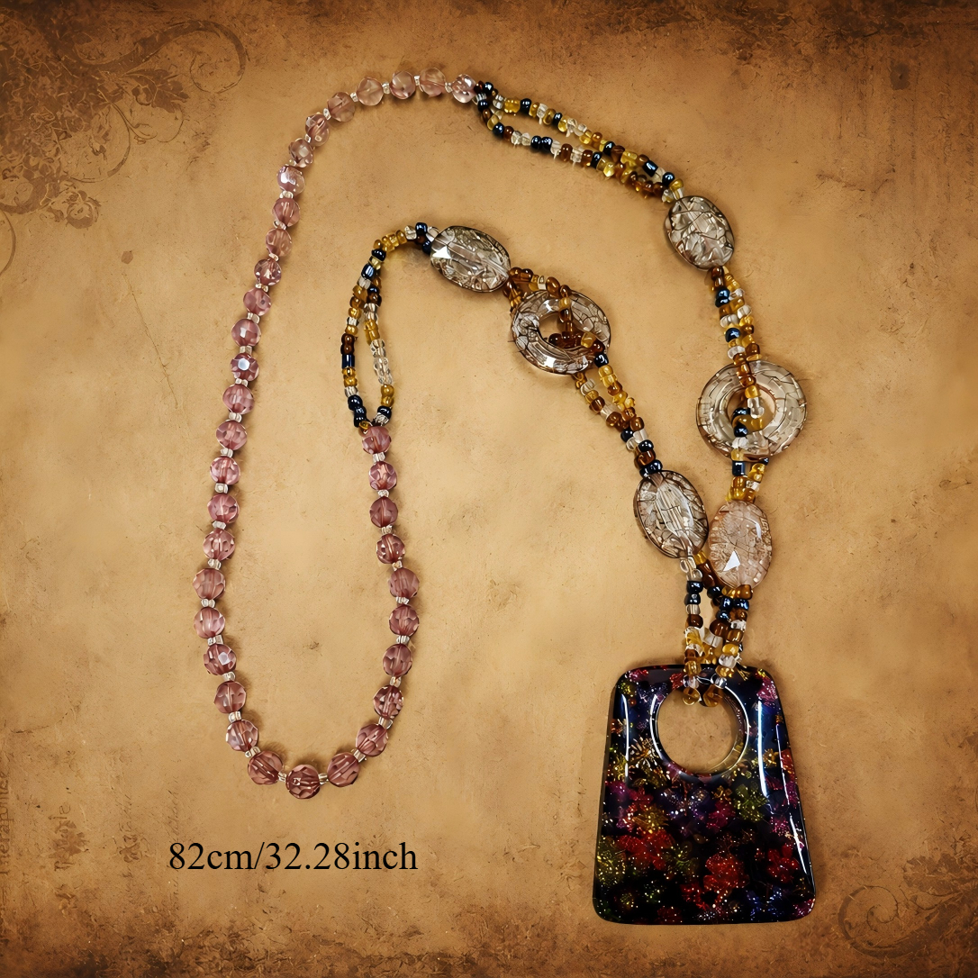 Women's Boho Multicolor Glass Beaded Pendant Necklace